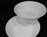 2 Corelle ENHANCEMENTS 1-Qt SERVING BOWLS Vegetable White Swirled Fluted Rim