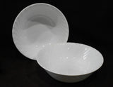 2 Corelle ENHANCEMENTS 1-Qt SERVING BOWLS Vegetable White Swirled Fluted Rim
