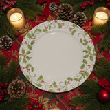 Corelle EVERGREEN ROSE 8.5" LUNCH PLATE Christmas Green Holly Red Berries