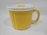 NEW Corningware CURRY YELLOW GOLD 20-oz MEAL MUG French White Pop-Ins Vent Lid