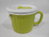 NEW Corningware SPROUT GREEN 20-oz MEAL MUG French White Pop-Ins Vent Lid