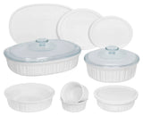 ❤️ NEW 12-pc Corningware FRENCH WHITE Bakeware Set w/ Glass & Plastic Covers