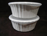 ❤️ 2 Corningware FRENCH WHITE Round 16-oz DISH & COVERS Bake Serve Store Bowls
