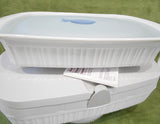❤️ NEW Corningware French White 9x13 STONEWARE DISH & Cover in THERMAL CARRIER