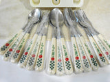 NEW 20-pc Corelle FARM FRESH Stainless FLATWARE Set *Apples Green Gingham