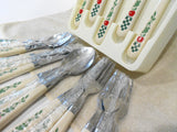 NEW 20-pc Corelle FARM FRESH Stainless FLATWARE Set *Apples Green Gingham
