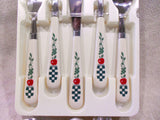 NEW 20-pc Corelle FARM FRESH Stainless FLATWARE Set *Apples Green Gingham