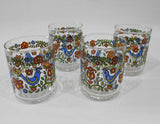 ❤️ 4 Corelle COUNTRY FESTIVAL 6-oz JUICE GLASSES Friendship Blue Birds Libbey