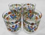❤️ 4 Corelle COUNTRY FESTIVAL 6-oz JUICE GLASSES Friendship Blue Birds Libbey
