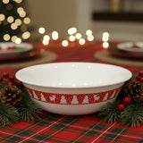 ❤️ Corelle WINTER FESTIVAL 18-oz SOUP BOWL Red Christmas Trees Snowmen Reindeer