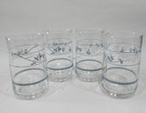 ❤️ NEW 4 Corelle FIRST OF SPRING 8-oz Low Foot JUICE GLASSES White Blue Floral