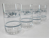 ❤️ NEW 4 Corelle FIRST OF SPRING 8-oz Low Foot JUICE GLASSES White Blue Floral
