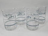 ❤️ NEW 4 Corelle FIRST OF SPRING 8-oz Low Foot JUICE GLASSES White Blue Floral