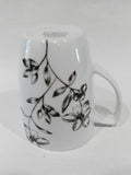 ❤️ CORELLE Square FAVOURITE FLEUR 12-oz Porcelain MUG Cup *BLACK FLORAL
