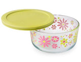 ❤️ NEW PYREX 4 Cup FLOWER POWER Storage Bowl RETRO FLORAL Yellow Pink Petals
