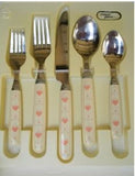 ❤️ 20-pc Corelle FOREVER YOURS Stainless Steel FLATWARE Sandstone Pink Hearts