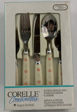 ❤️ 20-pc Corelle FOREVER YOURS Stainless Steel FLATWARE Sandstone Pink Hearts
