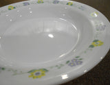 ❤️ 1 CORELLE Corning FORGET ME NOT 15-oz Flat Rim SOUP BOWL Purple Yellow Floral