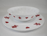 ❤️ 2-pc Corelle GINGERBREAD MEN & HEARTS Christmas PLATTER & SERVING BOWL Valentines