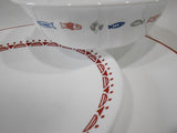 ❤️ 12-pc Corelle HARBOR TOWN Dinnerware Set / FISH Fishing Boat Red Blue Gray