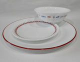 ❤️ 12-pc Corelle HARBOR TOWN Dinnerware Set / FISH Fishing Boat Red Blue Gray