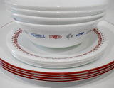 ❤️ 12-pc Corelle HARBOR TOWN Dinnerware Set / FISH Fishing Boat Red Blue Gray