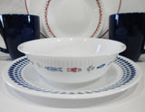 ❤️ 20-pc Corelle HARBOR TOWN Dinnerware Set / FISH Fishing Boat Red Blue Dots Gray