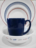 ❤️ 20-pc Corelle HARBOR TOWN Dinnerware Set / FISH Fishing Boat Red Blue Dots Gray