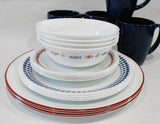❤️ 20-pc Corelle HARBOR TOWN Dinnerware Set / FISH Fishing Boat Red Blue Dots Gray