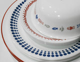 ❤️ 20-pc Corelle HARBOR TOWN Dinnerware Set / FISH Fishing Boat Red Blue Dots Gray