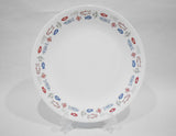 1 GUC Corelle HARBOR TOWN 8.5" Lunch Plate *RED BLUE GRAY FISH Coastal Nautical