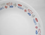 1 GUC Corelle HARBOR TOWN 8.5" Lunch Plate *RED BLUE GRAY FISH Coastal Nautical