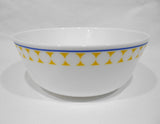 ❤️ 4-pc CORELLE MilkGlass HARMONY BOWL SET 46-oz Serving & 12-oz / Yellow Blue Dots
