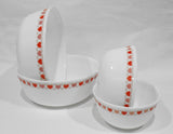 ❤️ 4-pc CORELLE MilkGlass RED HEARTS BOWL SET 46-oz Serving & 12-oz / Valentine