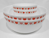 ❤️ 4-pc CORELLE MilkGlass RED HEARTS BOWL SET 46-oz Serving & 12-oz / Valentine
