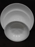12-pc Corelle HONEYBEE DINNERWARE SET Plates Bowls *White Embossed Honeycomb