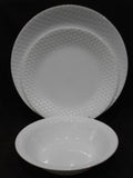 12-pc Corelle HONEYBEE DINNERWARE SET Plates Bowls *White Embossed Honeycomb