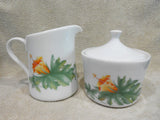 CORELLE Corning Porcelain HUMMINGBIRD Cream Sugar Set Tropical Floral
