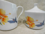 CORELLE Corning Porcelain HUMMINGBIRD Cream Sugar Set Tropical Floral