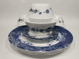 NEW 12-pc Corelle INDIGO BLOOMS Dinnerware Set Dark Blue Band w/Floral Sketch