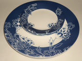 NEW 12-pc Corelle INDIGO BLOOMS Dinnerware Set Dark Blue Band w/Floral Sketch