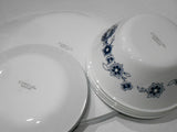 NEW 12-pc Corelle INDIGO BLOOMS Dinnerware Set Dark Blue Band w/Floral Sketch