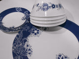 NEW 12-pc Corelle INDIGO BLOOMS Dinnerware Set Dark Blue Band w/Floral Sketch