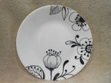 12-pc Corelle INKED POPPY DINNERWARE SET Plates Bowls BLACK FLORAL on WHITE