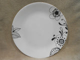 12-pc Corelle INKED POPPY DINNERWARE SET Plates Bowls BLACK FLORAL on WHITE