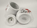 CORELLE Coordinate KYOTO LEAVES Porcelain CREAM & SUGAR BOWL SET Red Gray Leaves