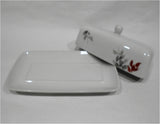 ❤️ Corelle Boutique KYOTO LEAVES Porcelain COVERED BUTTER DISH Japanese Watercolor