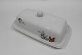 ❤️ Corelle Boutique KYOTO LEAVES Porcelain COVERED BUTTER DISH Japanese Watercolor