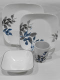 ❤️ New 17-pc Corelle KYOTO NIGHT Dinnerware Set *Blue Japanese Watercolor Leaves