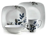 ❤️ New 17-pc Corelle KYOTO NIGHT Dinnerware Set *Blue Japanese Watercolor Leaves